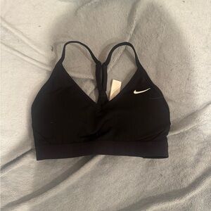 Nike Women's Black Sports Bra with White Swoosh